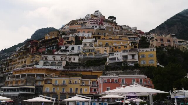 Architecture of Positano town on Amalfi Coast in Positano, Italy