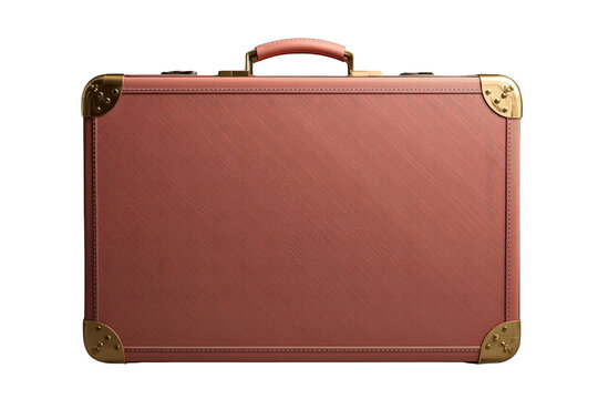 Vintage pink suitcase with brass hardware, a travel concept for vacations, adventure, and global exploration