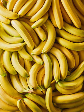 This image showcases a vibrant collection of ripe bananas arranged closely together