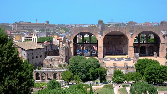 Roman Forum featuring Basilica of Maxentius, Basilica di Santa Francesca Romana, and Benedettini Olivetani Tower