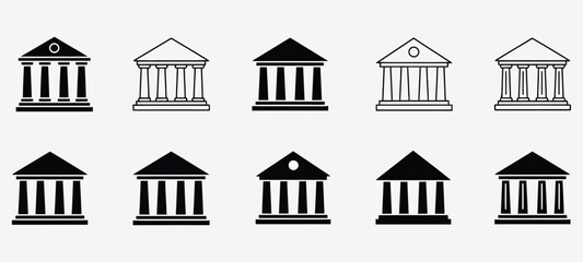 Fototapeta premium Variations of ancient greek temple facades in black and white
