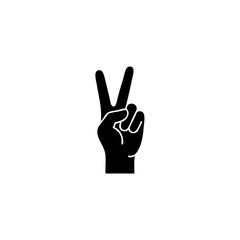 Obraz premium Black hand gesture making peace sign on transparent background