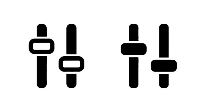 Vector illustration&nbsp;of equalizer settings icon set, slider control buttons for audio adjustment on a transparent background