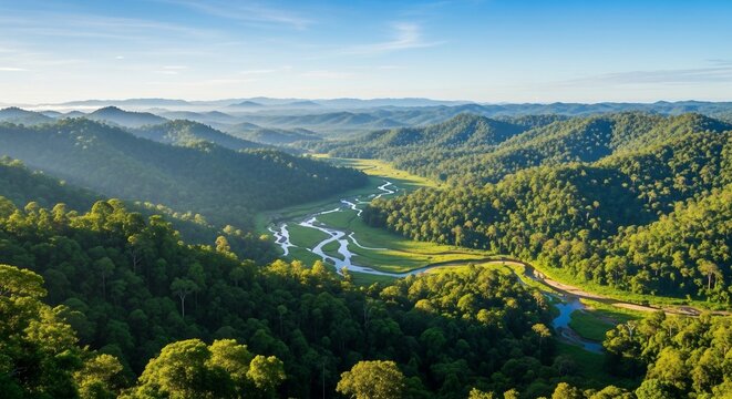 Mountainous landscape with river