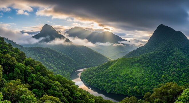 Mountainous landscape with river