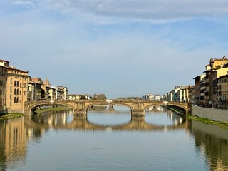 Obraz premium Iconic view of the Arno River and medieval bridges in Florence, Tuscany, Italy