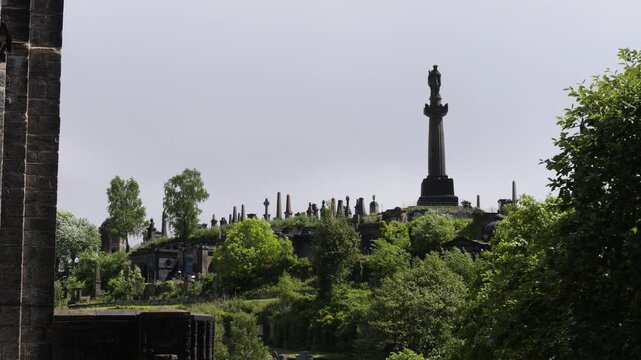 Glasgow Necropolis Victorian cemetery on a hill in Glasgow, Scotland, UK