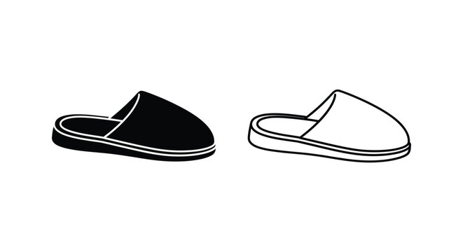 Black and white slipper shoes Vector