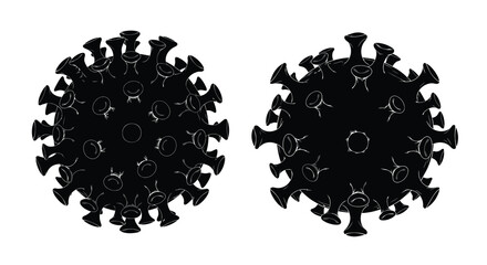 Two black coronavirus shapes presented as a striking silhouette © MD