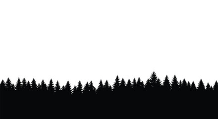 Dark forest line against a bright white sky a striking silhouette © MD