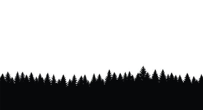 Dark forest line against a bright white sky a striking silhouette