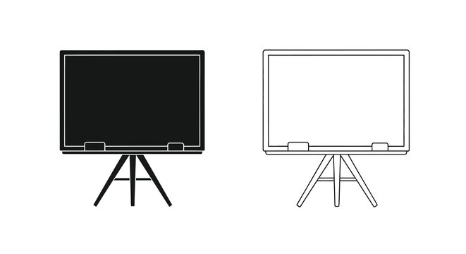 Two easel displays one black and one white in a graphic silhouette