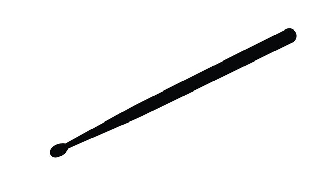 A simple black silhouette of a drumstick with rounded tip silhouette