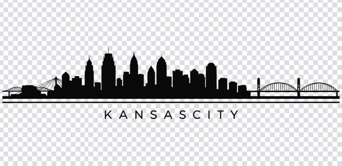 Vector illustration kansas city skyline silhouette with bridges © MdshakiburRahman