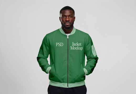 Men Wearing Jacket Mockup