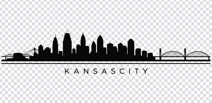 Vector illustration kansas city skyline silhouette with bridges