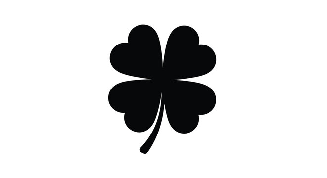 A simple black four leaf clover design presented as a silhouette