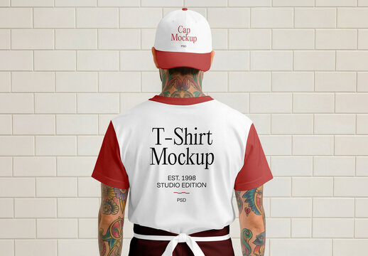 Men Standing Backward T-Shirt Mockup