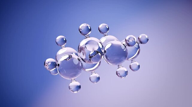 Model of a Methylcyclohexane molecule (used as solvent) as a glass model floating. Seamlessly loopable video