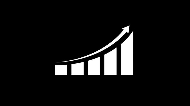 Abstract glowing business graph chart animation. graph chart showing mares chart business black background .
