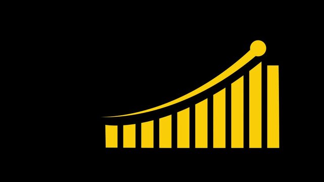 Abstract business graph chart icon. Financial business diagram charts and stock numbers abstract business growth graph background animation. business increase graph animation.black background.