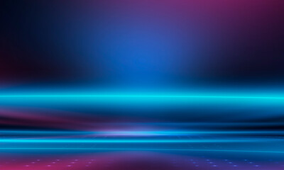 Studio backdrop, empty room background with a blue, purple, and pink gradient, colored walls and floor. Futuristic neon style for product presentations, future.