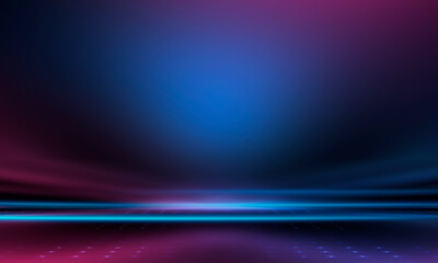 Studio backdrop, empty room background with a blue, purple, and pink gradient, colored walls and floor. Futuristic neon style for product presentations, future.