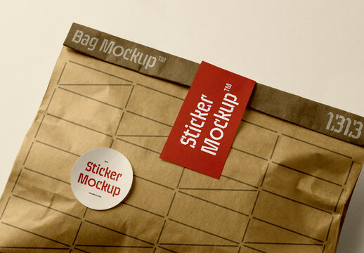 Bag with Two Sticker Mockups