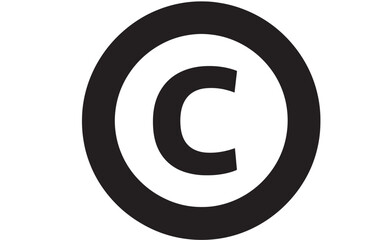 Fototapeta premium Copyright symbol with black circle and white interior featuring copyleft, intellectual property, licensing icon with restricted rights and protected