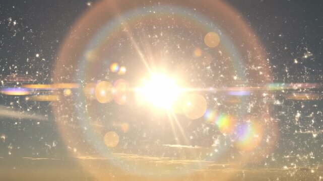 A special spark light effect bursts through a transparent sunlight lens flare overlay, radiating brilliant solar energy.