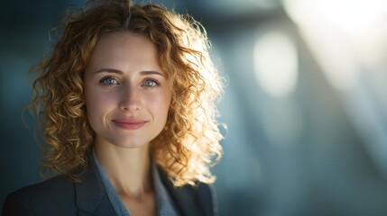 Obraz premium modern professional studio portrait with blured businessbackground and natural sunlight