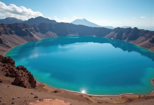 Unveiling the Mystique of Crater Lake in Volcanic Caldera Radiating Iridescent Azure