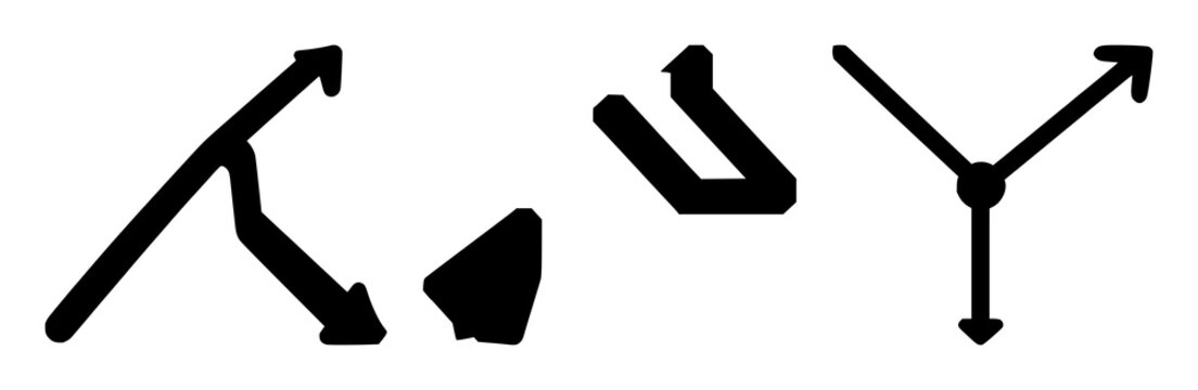 Git merge icon set with solid black arrow icon crisp edges on clean white background featuring git, branch, merge with vector and line art