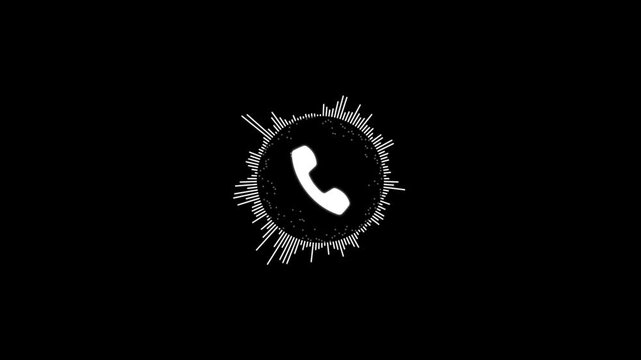 White Phone Icon With Sound Wave On Black Background