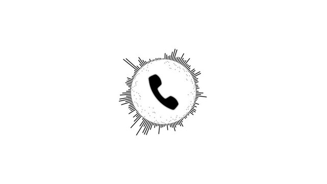 Black Phone Icon With Sound Wave On White Background