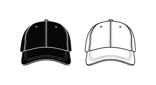 Black and white baseball cap illustration Vector