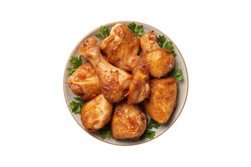 Fototapeta premium Roasted chicken pieces with parsley on plate
