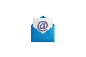 Obraz premium Blue envelope showing email at sign symbol