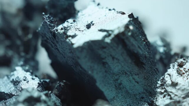Rough, jagged geological mineral stone texture forming intricate patterns, abstract shapes and a dynamic natural background displaying metallic sheen and crystallized surface
