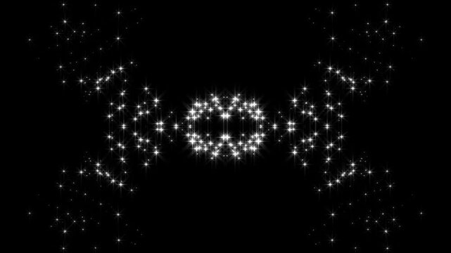 Luxury white sparkle glitter line trail, glowing magic dust stars path animation, magic wand glitter trail, smooth chroma style effect on black background. 4k seamless loop