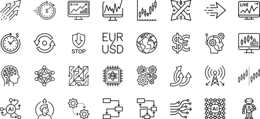 Obraz premium Foreign exchange currency trading and global network technology icons