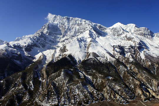 Mountain landscape in the Nepalese mountains.