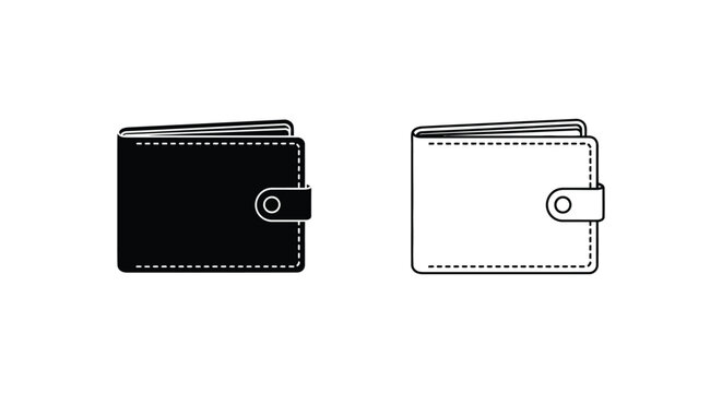 Black and white wallets with stitching Vector