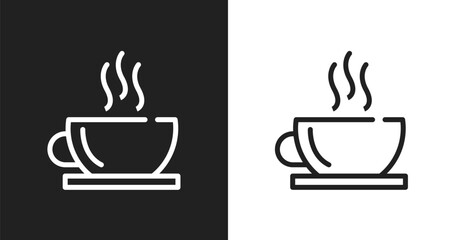 Obraz premium Hot tea icon. Linear black, white icon from winter collection. Outline hot tea vector. Thin line symbol isolated on white and black background