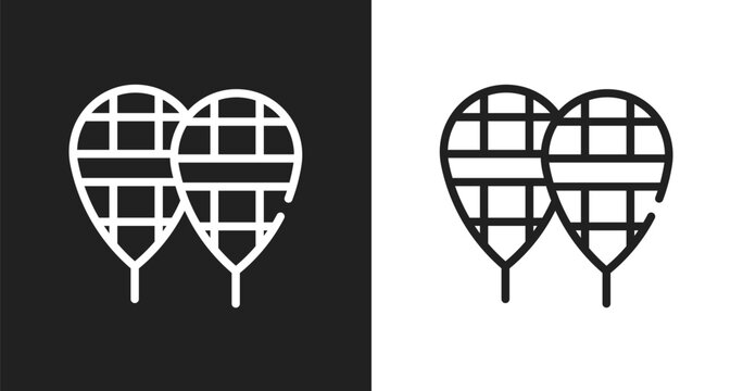 Snowshoes icon. Linear black, white icon from winter collection. Outline snowshoes vector. Thin line symbol isolated on white and black background