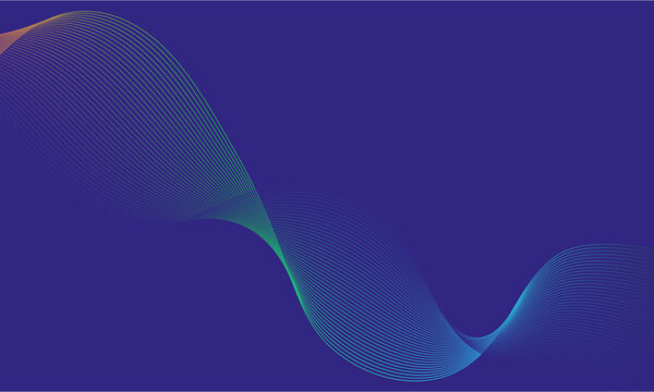 Abstract technology background featuring sinusoidal waves fading from orange to blue on a dark blue background