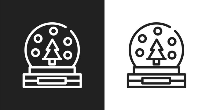 Snow globe icon. Linear black, white icon from winter collection. Outline snow globe vector. Thin line symbol isolated on white and black background