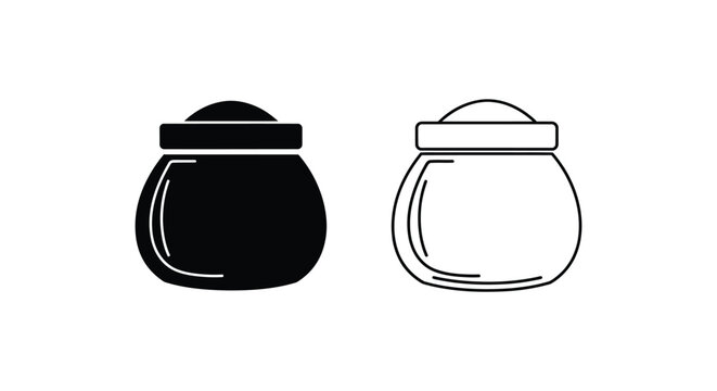 Black and white pots with lids side by side Vector