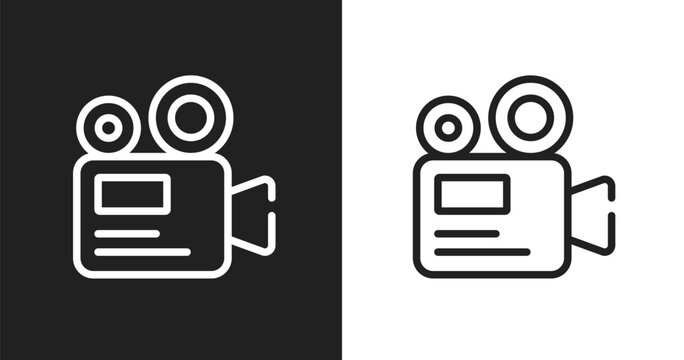 Camera recorder icon. Linear black, white icon from vacation collection. Outline camera recorder vector. Thin line symbol isolated on white and black background