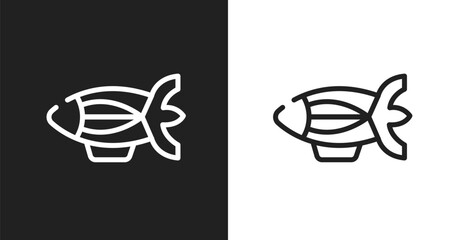 Blimp icon. Linear black, white icon from vehicles and transport collection. Outline blimp vector. Thin line symbol isolated on white and black background © VectorStockDesign